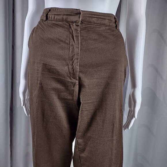 Kim Rogers Petite Cotton Brown One Button Back Elastic Waist Capri Pants Sz 10P - Picture 2 of 11